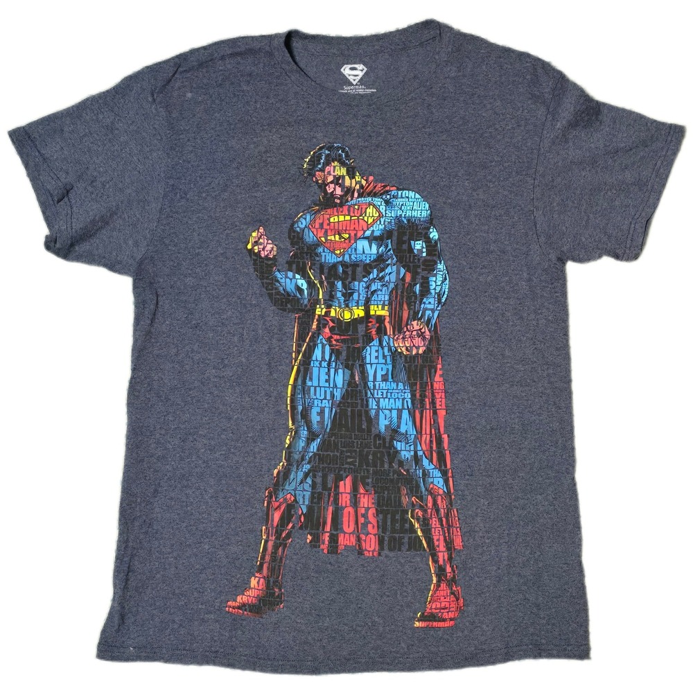 Superman Mens Graphic T-Shirt Charcoal Grey Man of Steel DC Comics MD (AI)
